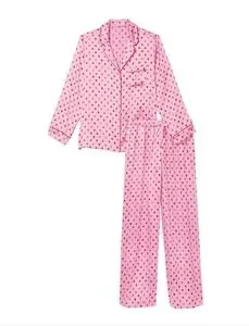 Victoria s Secret Intimates Sleepwear Victorias Secret Heart Print Satin Pj Set Poshmark